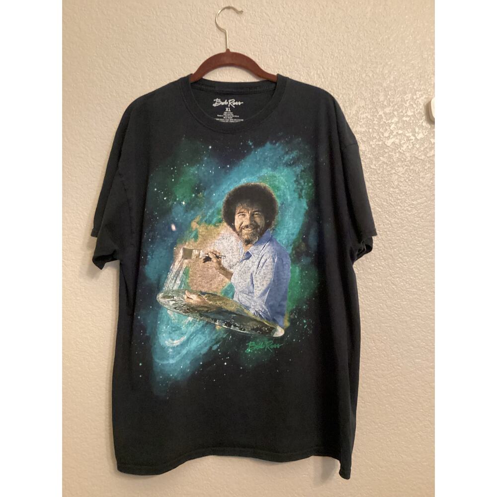 Bob Ross Painter Artist Galaxy Universe Happy Little Accidents shirt XL